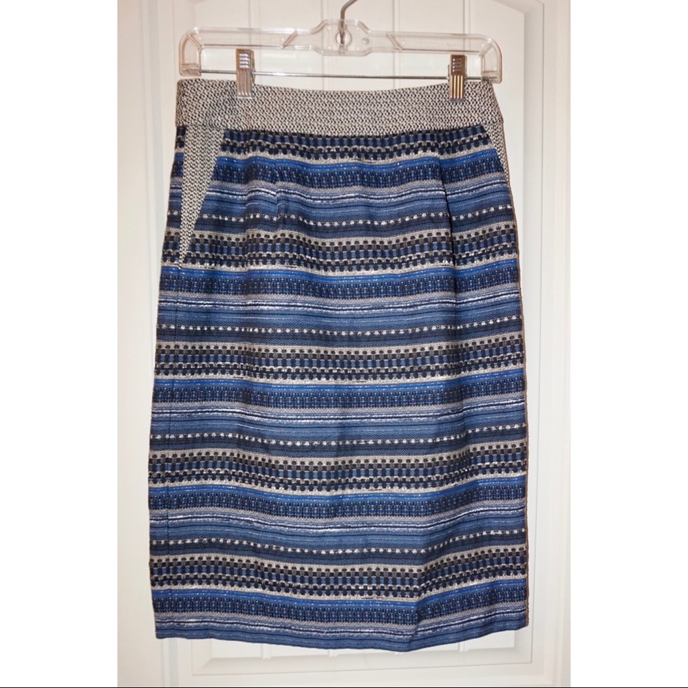 J.Crew Factory Blue Stripe Pencil Skirt - Size 6